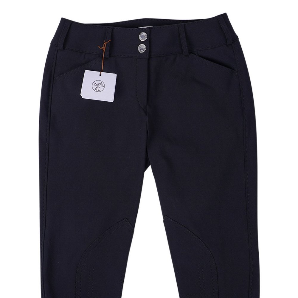 Hermes Swing Dressage Breeches Pant Black with ankle Orange Trim 38 - Picture 4 of 10